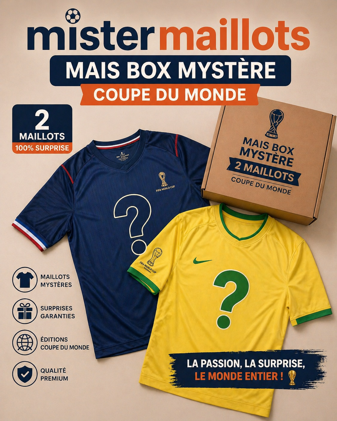 Box 2 Maillots Mystère Coupe du Monde 2026 - Enfant