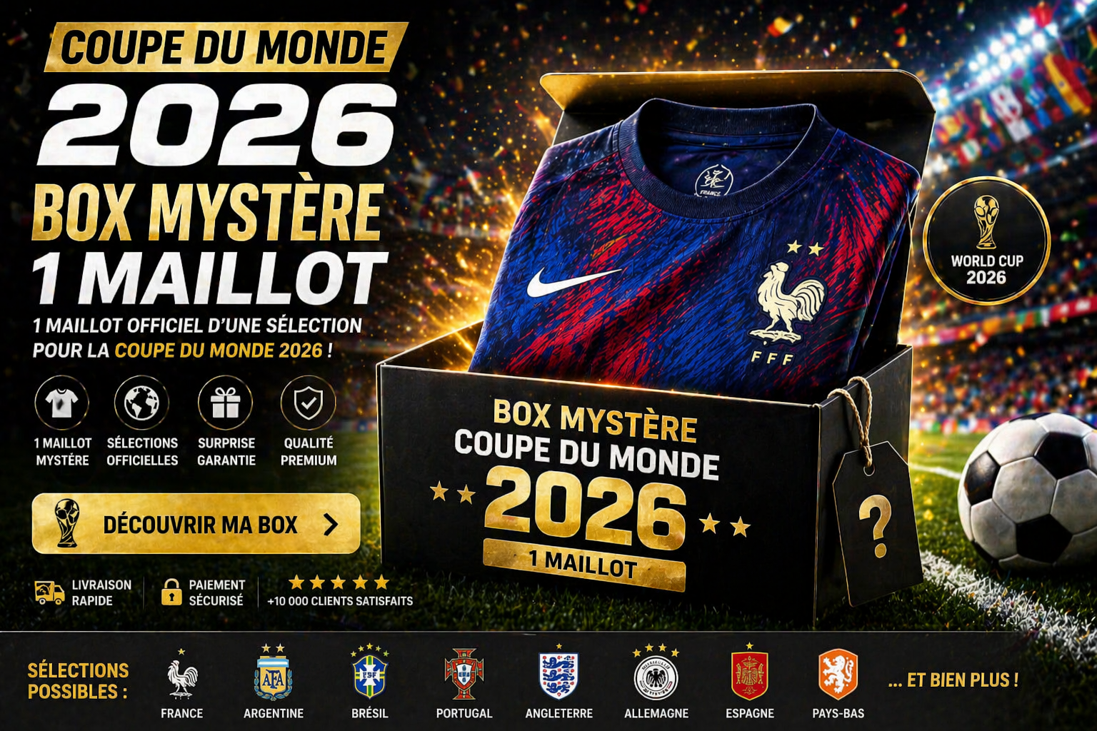 🎁 Box Mystère Coupe du Monde 2026 — 1 Maillot Enfant Surprise