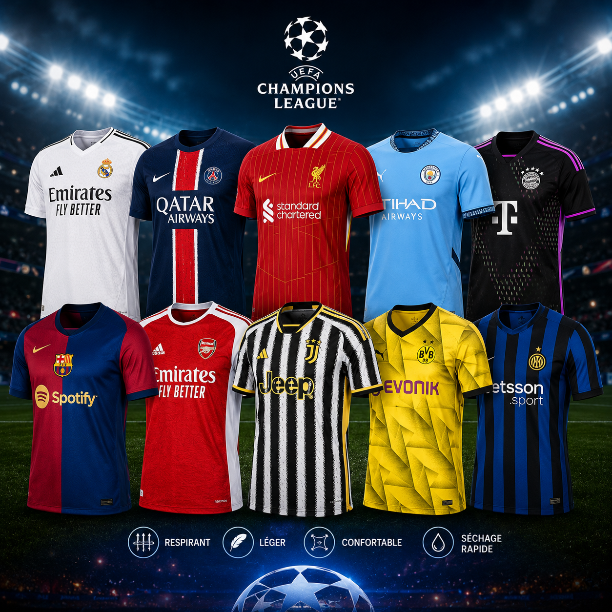 Maillot Champions League – Équipe au Choix (Adulte)
